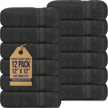(Charcoal Grey) 12x Face Cloth Towels 100% Pure Cotton Luxury Flannels Washcloth Gym Spa Towels