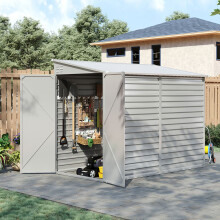 8.8 x 4.7ft White Steel Outdoor Garden Storage Shed Motorcycle Bike Shed