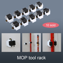(Metal stand with plastic wheels) 10PCS Kitchen Mop Broom Holder Wall Mounted Organizer Brush Storage Hanger Tool metal holder