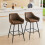 AINPECCA Brown(Suede)2PCS Bar Stool Breakfast High Chair 3