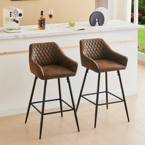 AINPECCA Brown(Suede)2PCS Bar Stool Breakfast High Chair 2