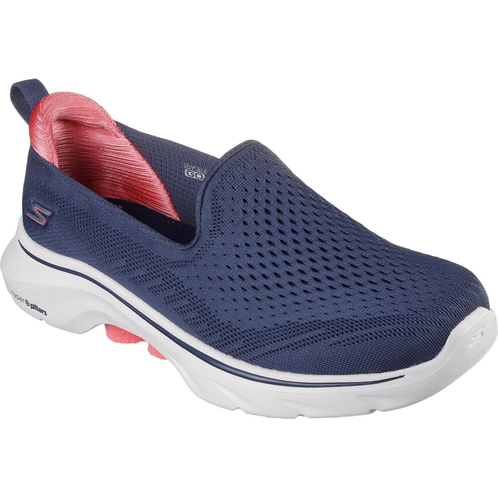 Skechers (Blue, 3 (Adults')) Go Walk 7 - Vina Textile Women's Navy/Coral Trainers