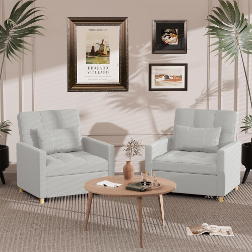(Light Grey) YODOLLA Adjustable Sofa Bed Chair Sleep Armchair 2