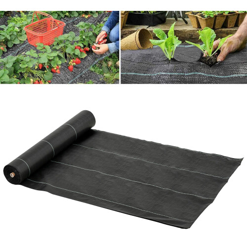 Outsunny Outsunny 2x50m Weed Barrier Fabric Durable Convenient Design Weed Block Mat
