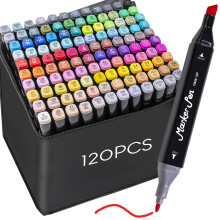 Set Marcadores De Arte - 120 Colores - Consejos Duales Finos Y Amplios - Bolígrafos Para Colorear Permanentes Para Adultos Y Profesionales