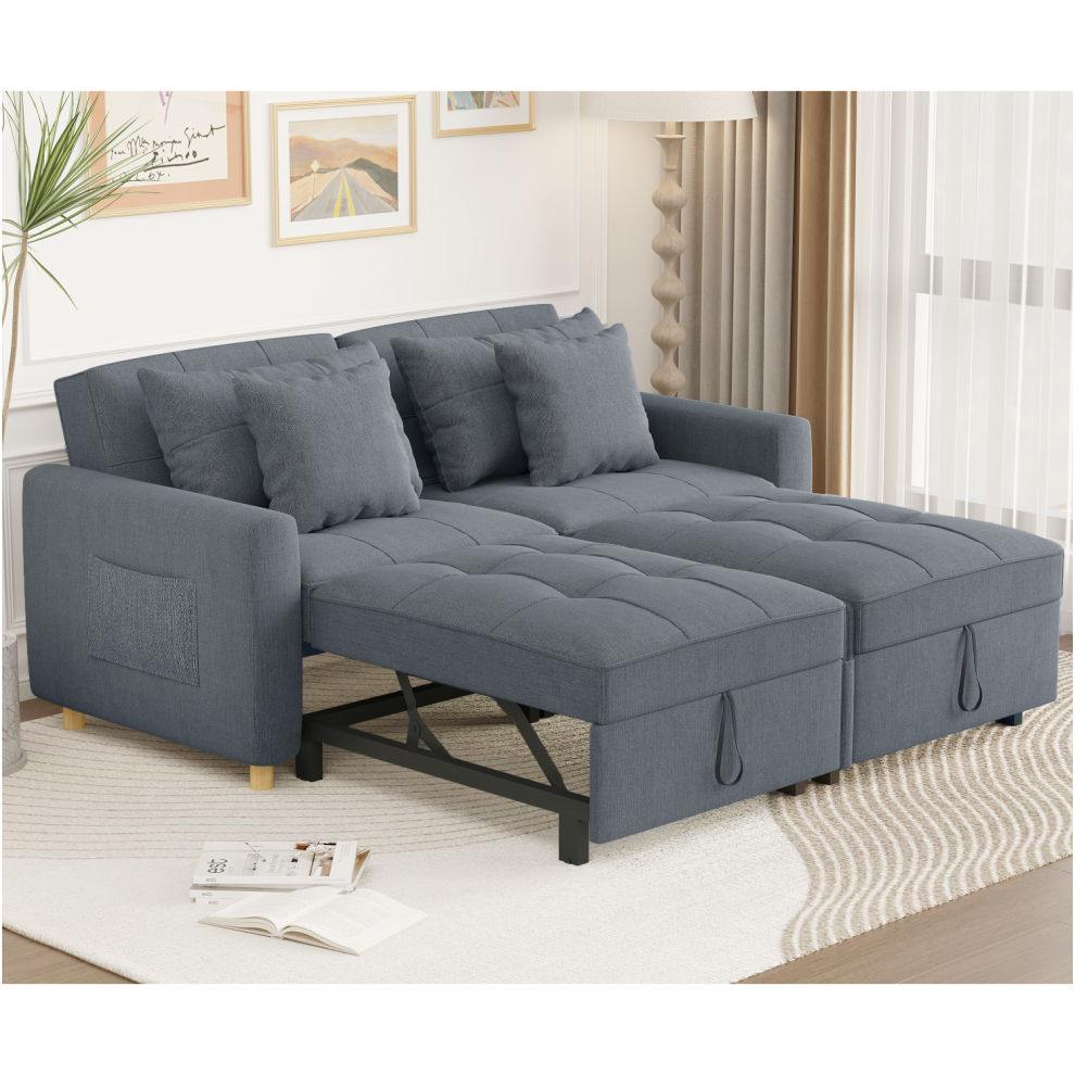 (Dark Grey) YODOLLA 3-in-1 Sofa Bed Double Sleeper Chair Bed