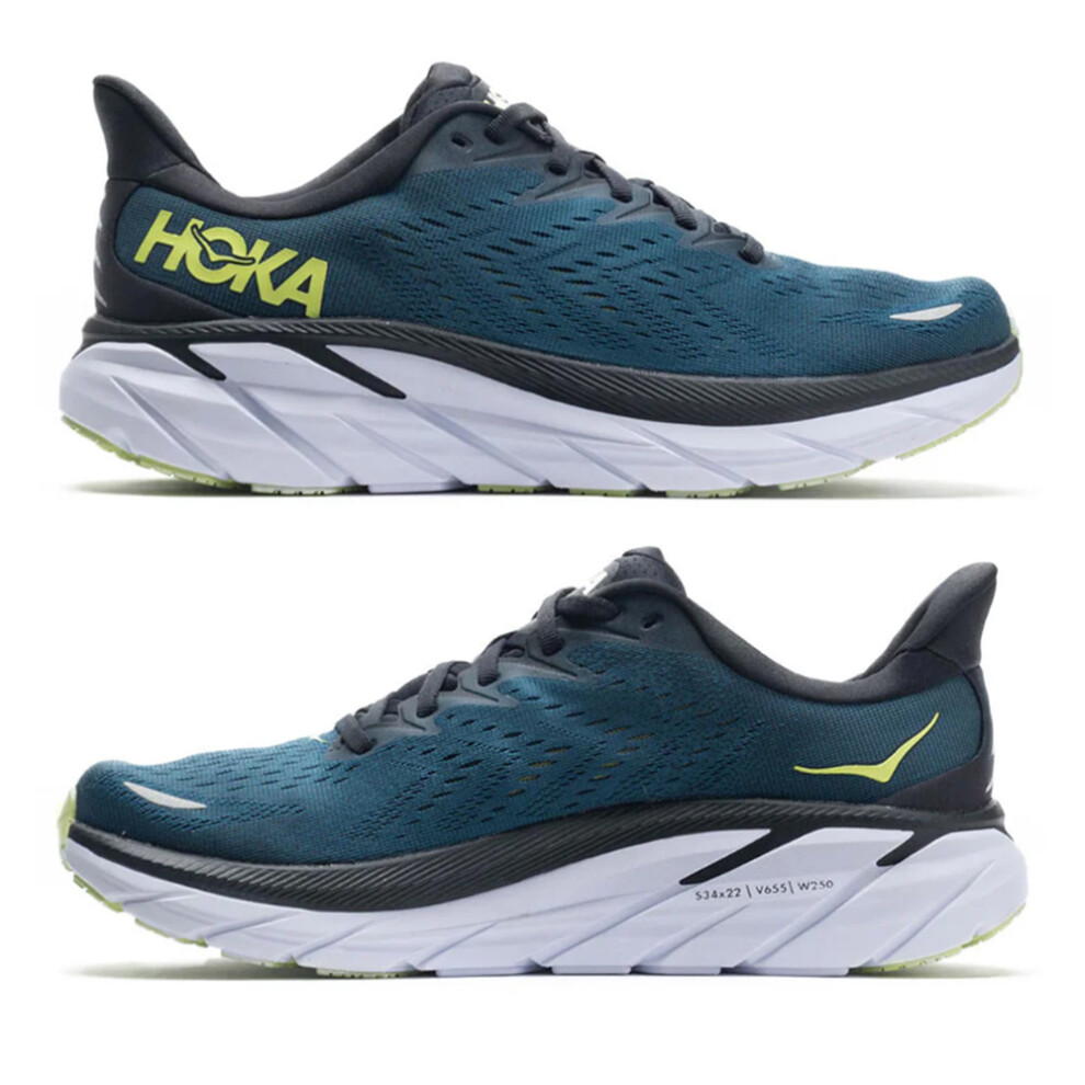 (Blue, UK6/EU39) HOKA ONE ONE Clifton 8 Mens Mesh Low-Top Road Running Shoes Athletic Trainers Gym Sneakers