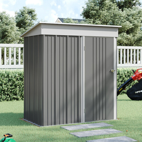 5.3 X 3.1 Ft Grey Metal Storage Shed With Anti-rust Coating
