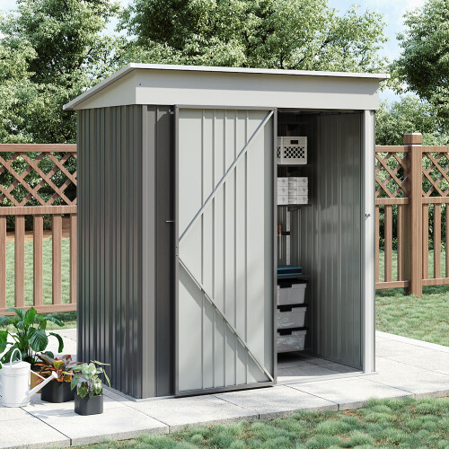 5.3 X 3.1 Ft Grey Metal Storage Shed With Anti-rust Coating 1
