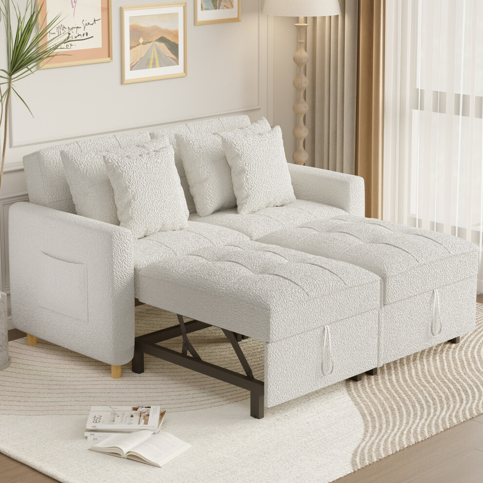YODOLLA Teddy Fleece 3-in-1 Pull Out Sofa Bed Double Sleeper Chair Bed
