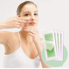 (Green-aloe Flavor) 30pcs/set Honey Wax Strips, Facial Hair Removal Kit for Eyebrows, Upper Lip, Cheeks