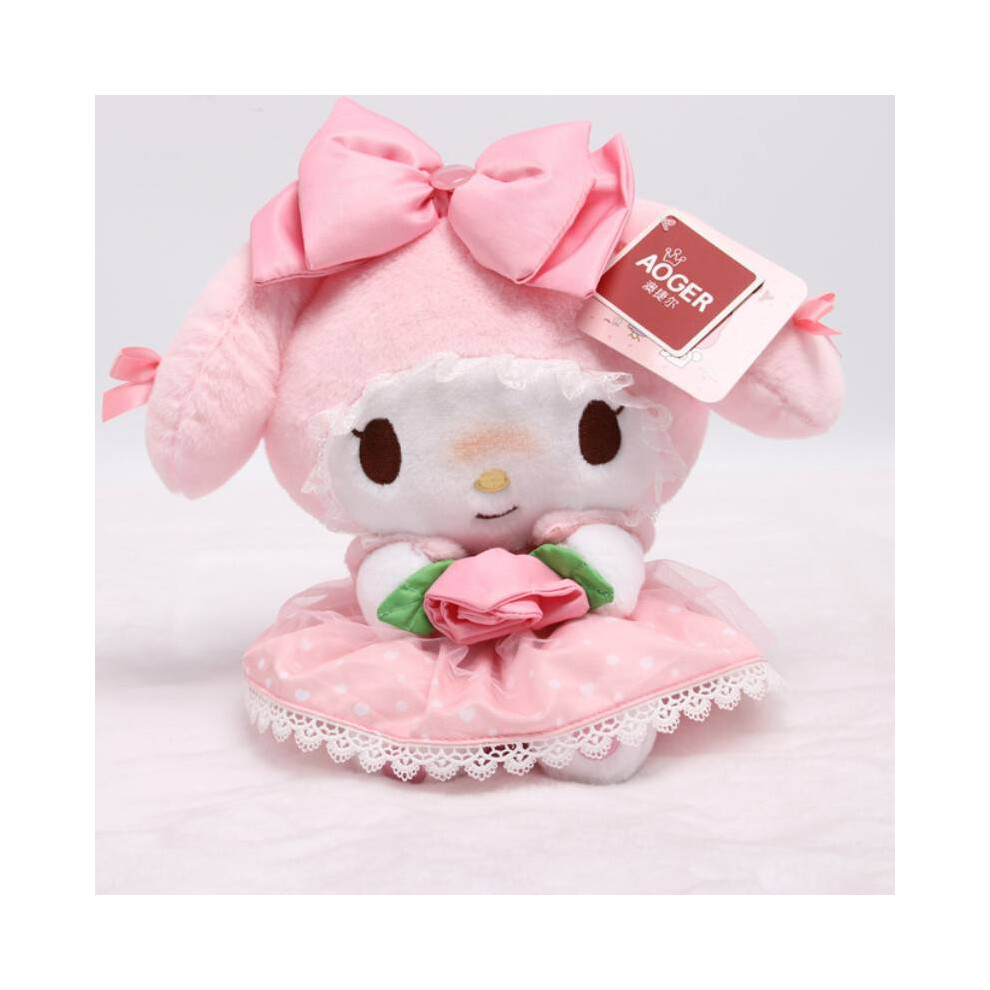 (Melody) Sanrio Melody Kuromi Hello Kitty Rose Plush Toy Cartoon Doll Decoration Gift