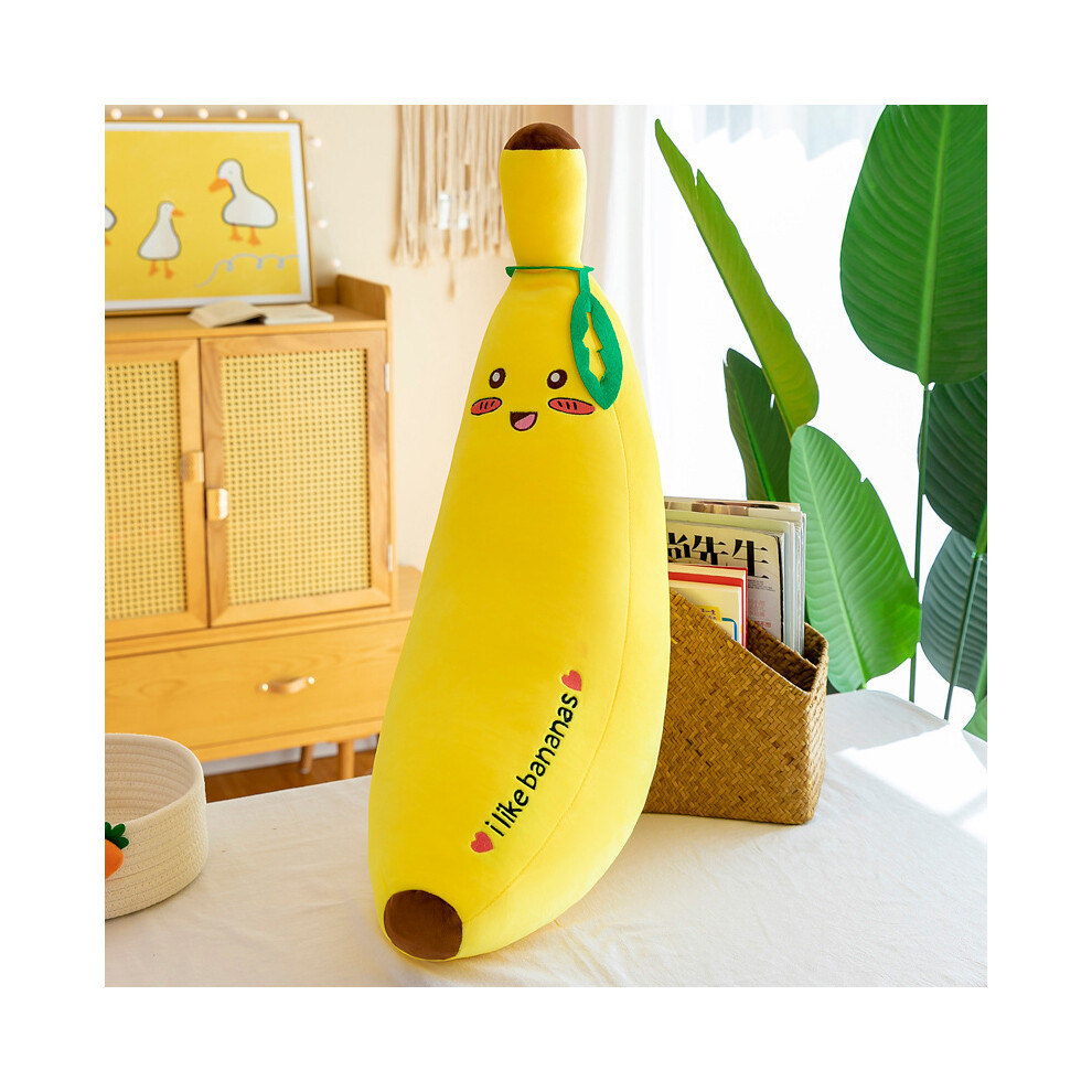(Happy, 35cm/11.81in) Banana Toy Plush Cartoon Stuffed Fruit Doll Soft Home Gifts Kids Decoration