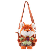 (Nick Doll) Zootopia Judy Hopps Nick Wilde Plush Single Shoulder Crossbody Cartoon Gift Bag