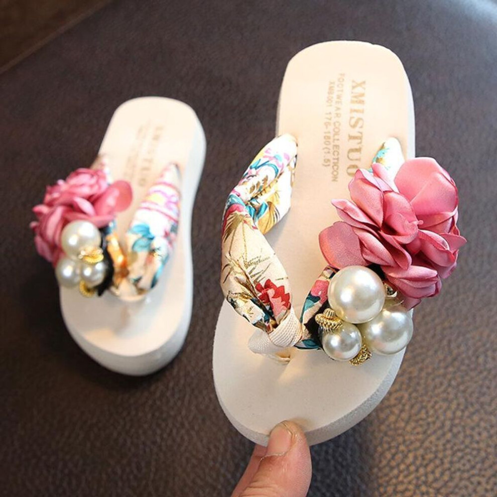(pink, 42) Summer Non Slip Children&apos;s Flip Flops Girls Fashion Beach Shoes Pinch Sandals Female Flowers Slippers Wear