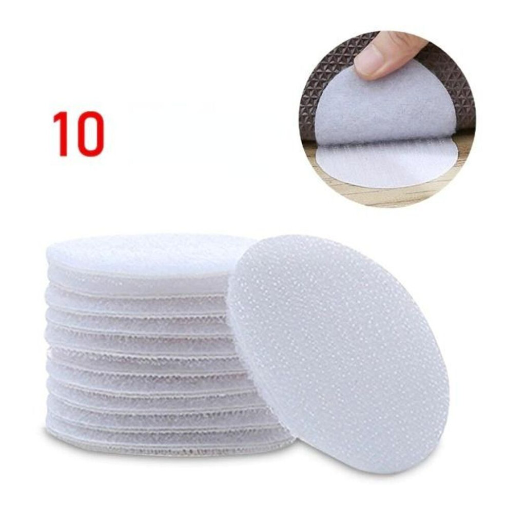 (white) 10pcs Strong Self Adhesive Fastener Dots Stickers Adhesive Hook Loop Tape For Bed Sheet Sofa Mat Carpet Anti Slip Mat Pads