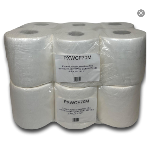 Phoenix White Centrefeed 70m Hand Towel 2 x 6 Rolls (4,800 Sheets) 1