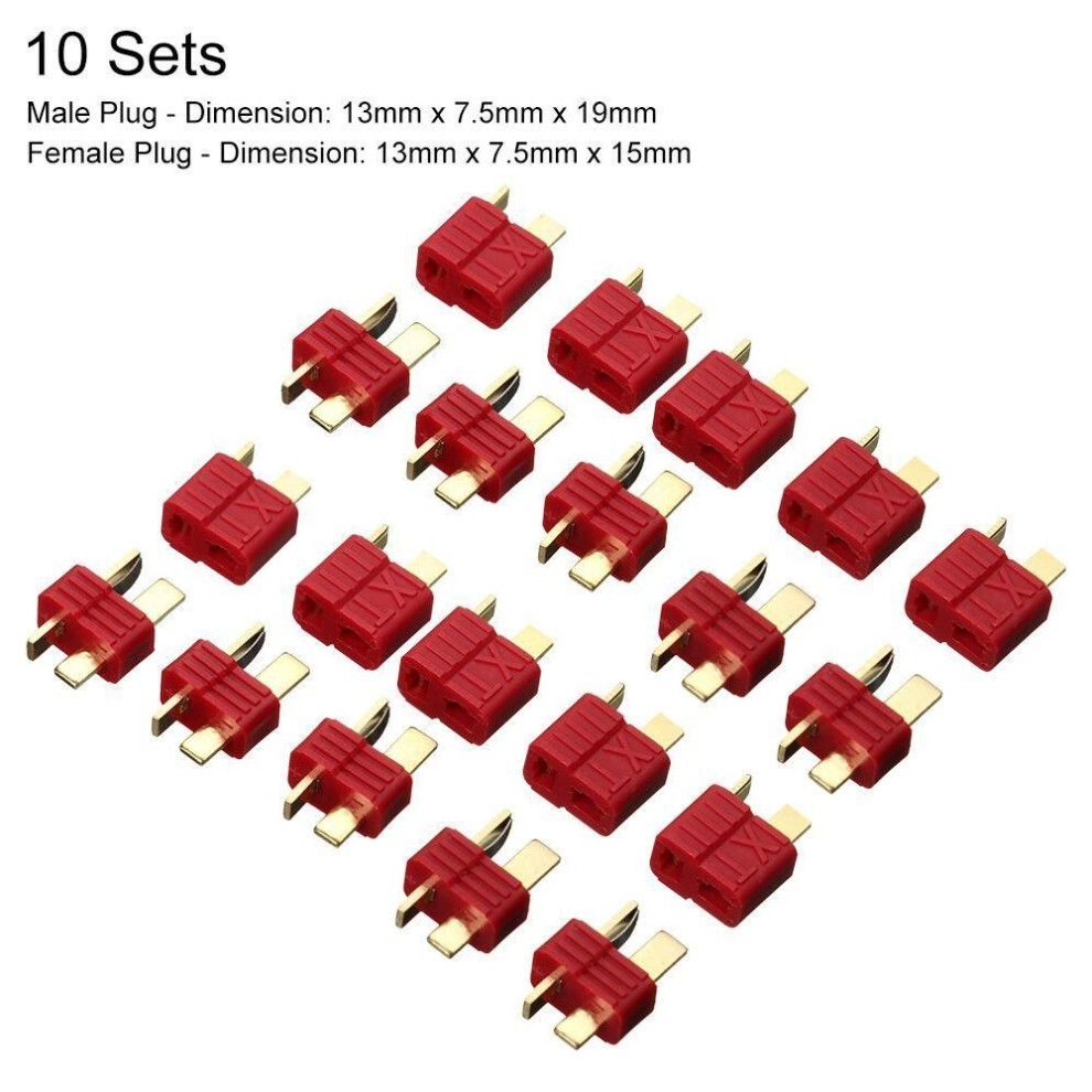 (10 Sets) Non-slip Multiple Battery Wire Welding Specifications T Plug Male&female Deans Connectors T-plug
