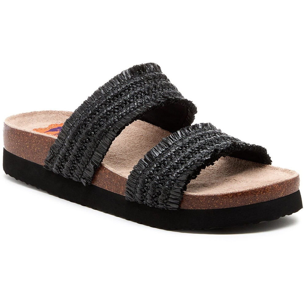 (Black, 3 (Adults')) Rocket Dog Aruba Raffia Textile Women's Black Sandals