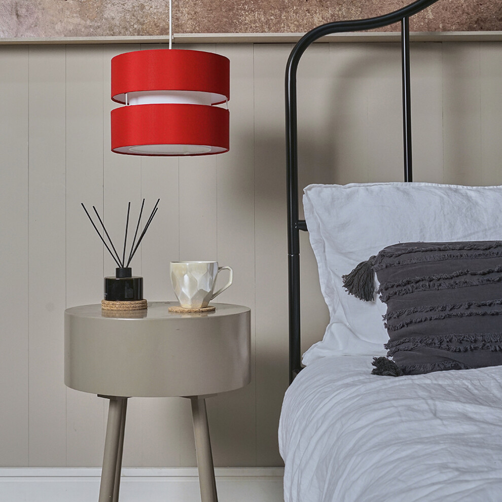 Modern 2 Tier Cylinder Ceiling Pendant Light Shade in a Red Finish