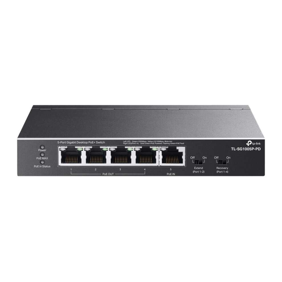 TP-Link TL-SG1005P-PD V1 - Switch - unmanaged - 4 x 10/100/1000 (PoE+) + 1 x 10/100/1000 (PoE++) - desktop, wall-mountab