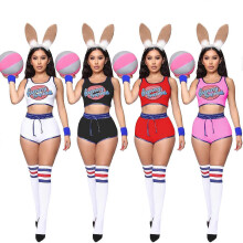 (2XL,Pink)Squad Lola Bunny Rabbit Costumes Cosplay Suits Top Pants For Women'S