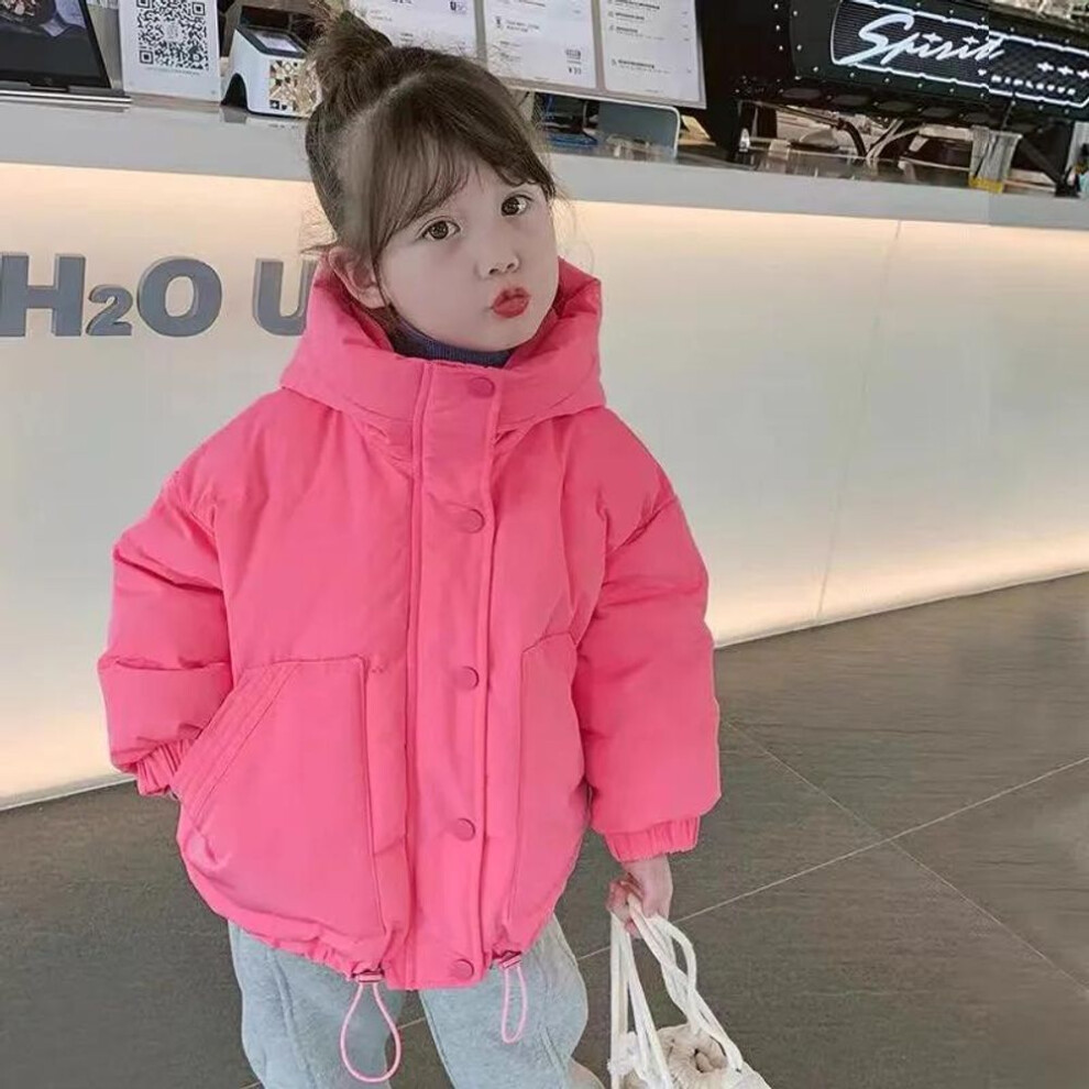 (pink, 160cm) Children&apos;s Winter Down Cotton Jacket For Girl Thicken Windproof Children Parka Toddler Baby Coats Kids Clothes