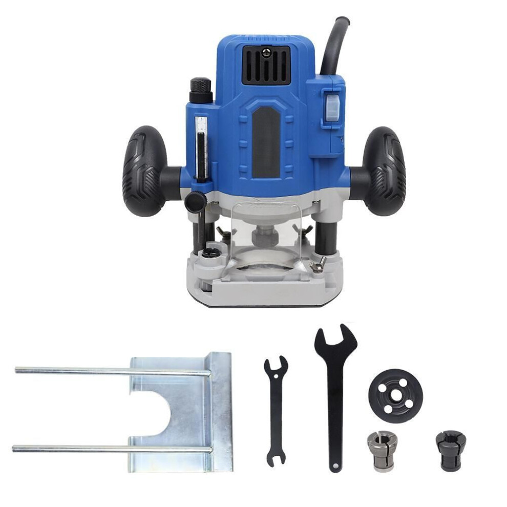 (blue) Corded Plunge Router 1200w Electric Hand Planer With Parallel Guide Holder 25000rpm Wood Router For