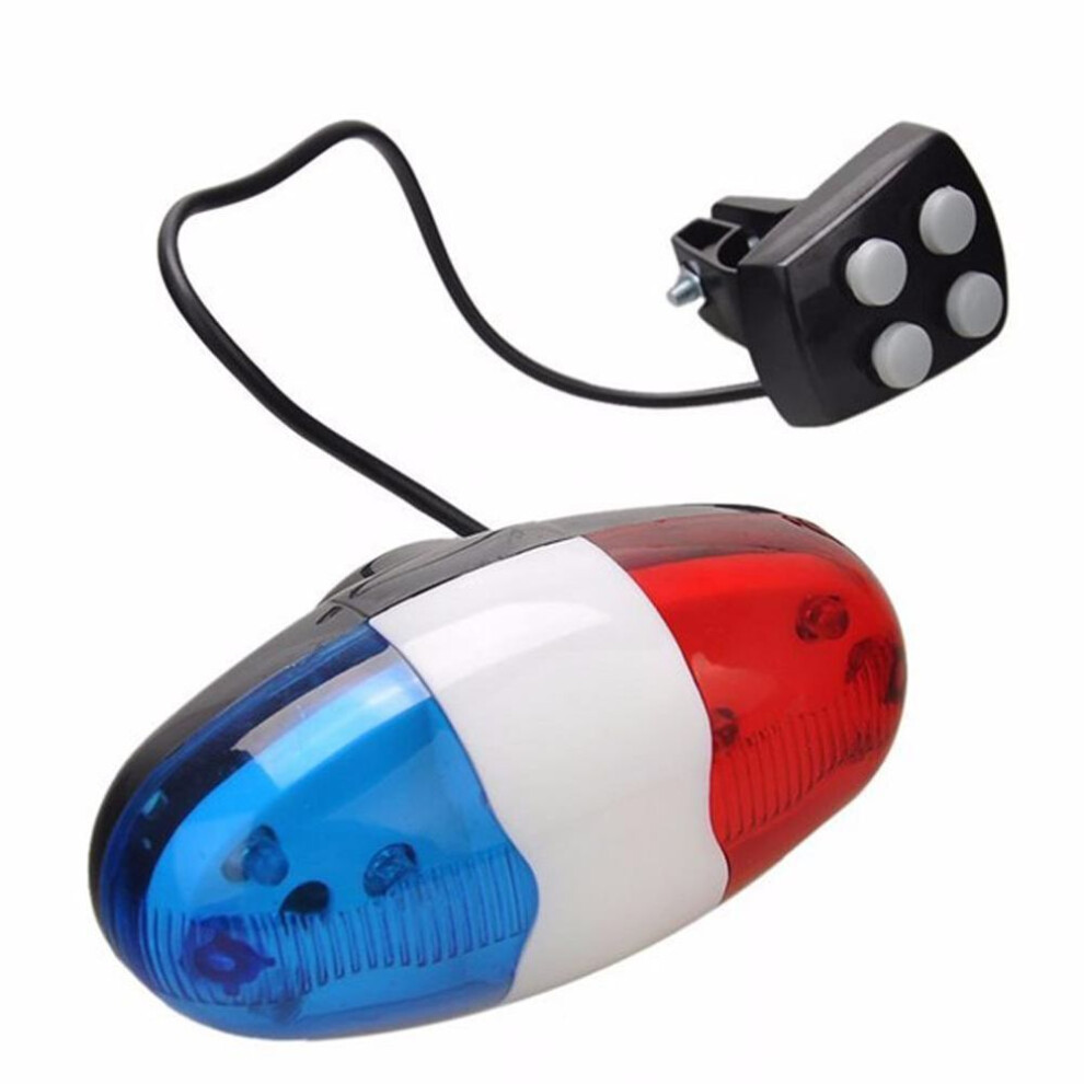 6 Led Bike Police Front Light Warning Siren Cycling Electric Horn Bell