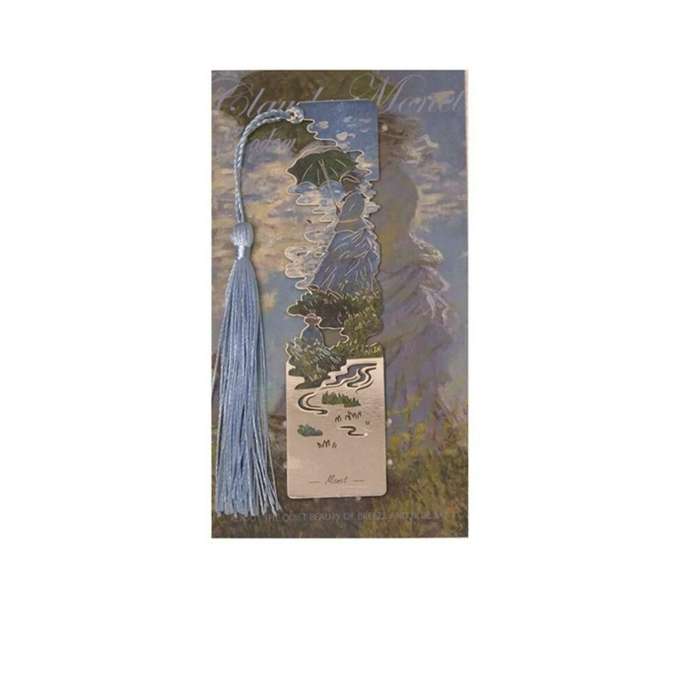 (Style 5) Tassels Metal Bookmark Oil Painting Style Floral Painting Bookmark Retro Book Clip  Student