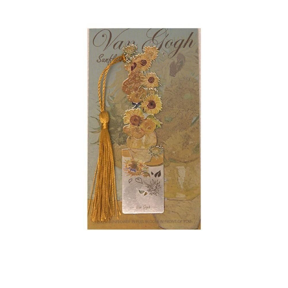 (Style 4) Tassels Metal Bookmark Oil Painting Style Floral Painting Bookmark Retro Book Clip  Student