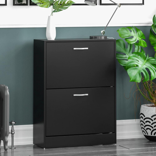 (Black) Hampton & Stewart 2 tier Shoe Cabinet