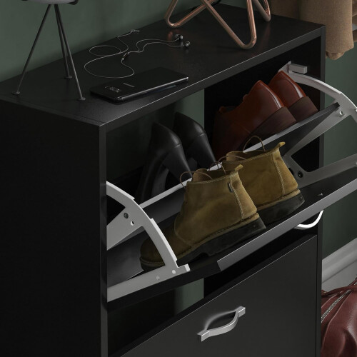 (Black) Hampton & Stewart 2 tier Shoe Cabinet 2