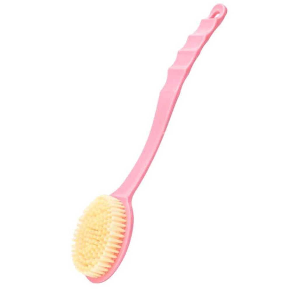 (pink) Soft Body Scrubber Shower Exfoliating Scrubs Long Handle Bath Brush Exfoliator Skin Massager Cleaning Brush Bathroom Accessories