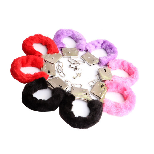 (Pink) Plush Handcuffs with Keys