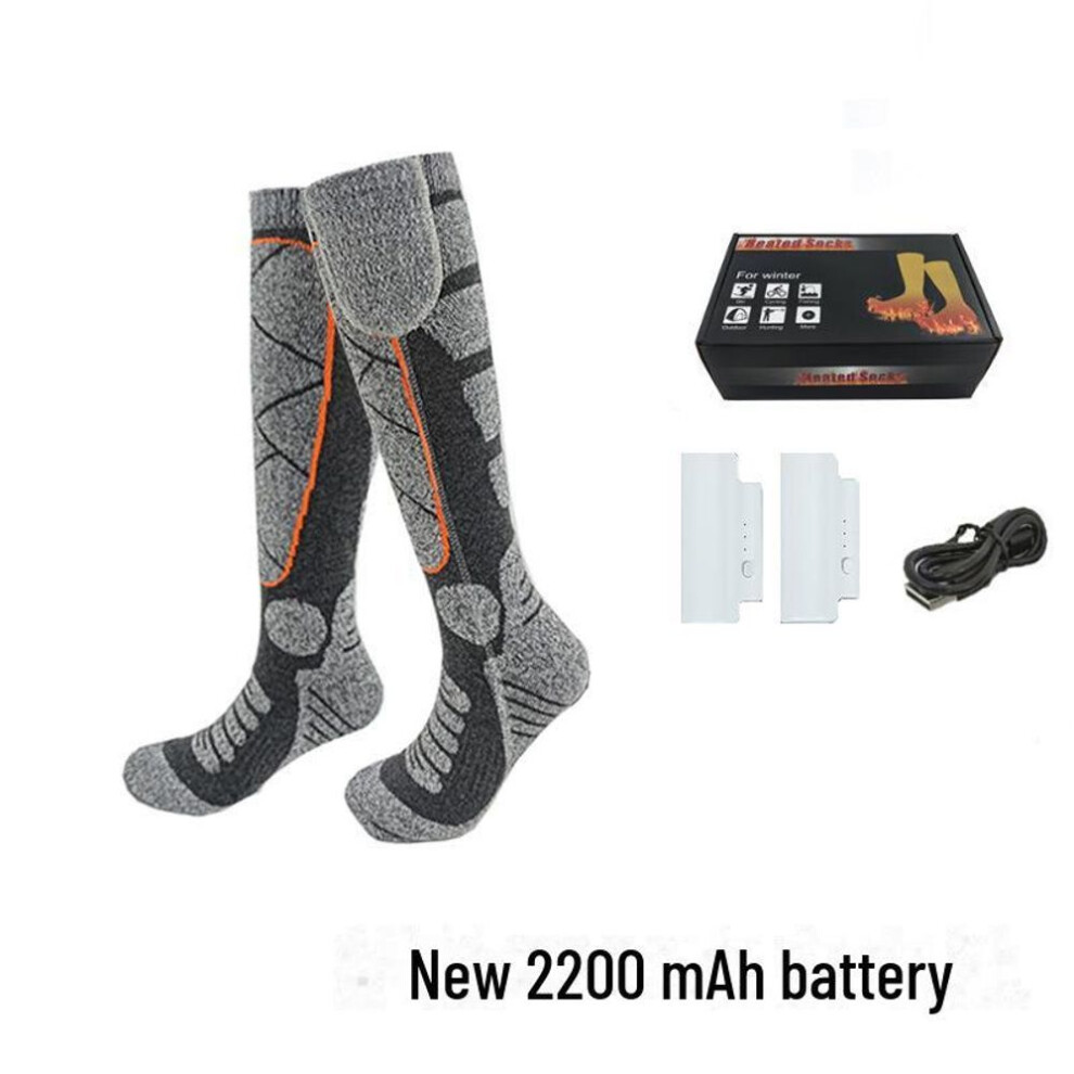 (orange,gray, 2200 mAh battery, One Size) "Adjustable Temperature Heated Socks with 3.7V Lithium Battery for Men and Women"