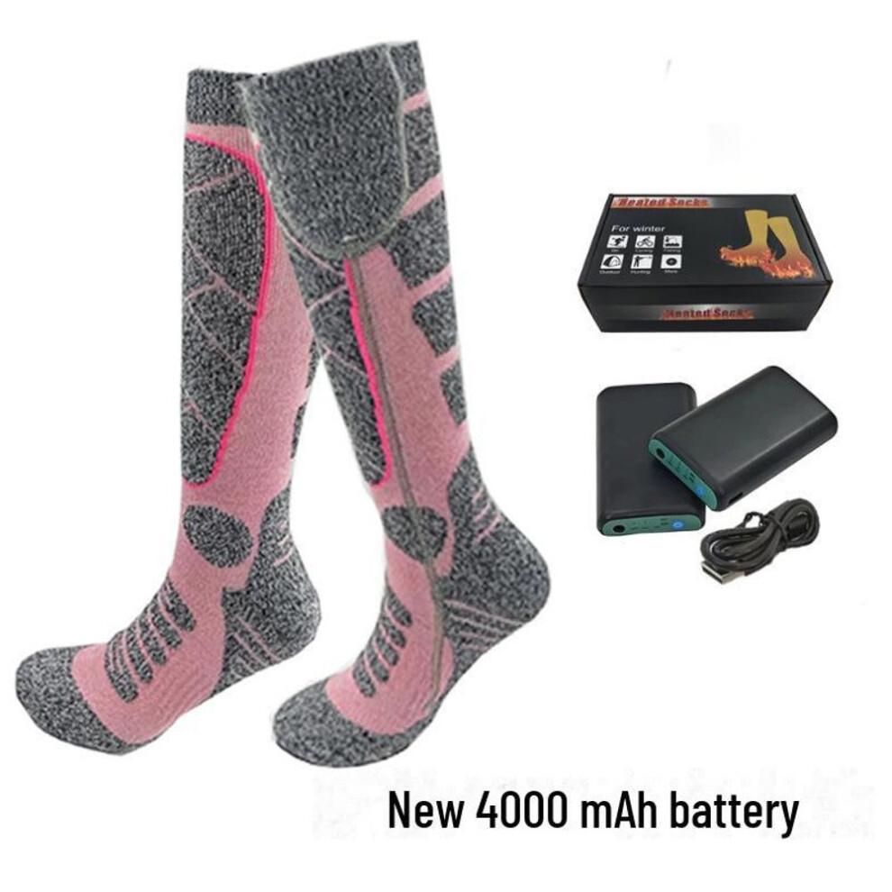 (pink, 40000 mAh battery, One Size) "adjustable Temperature Heated Socks With 3.7v Lithium Battery For Men And Women"