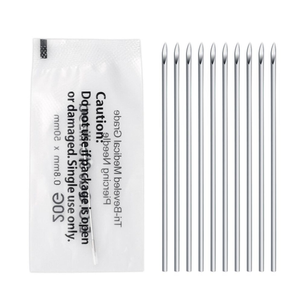100pcs Disposable Piercing Needle Stainless Steel Sterile Body Piercing Needles Tat Too Accessories