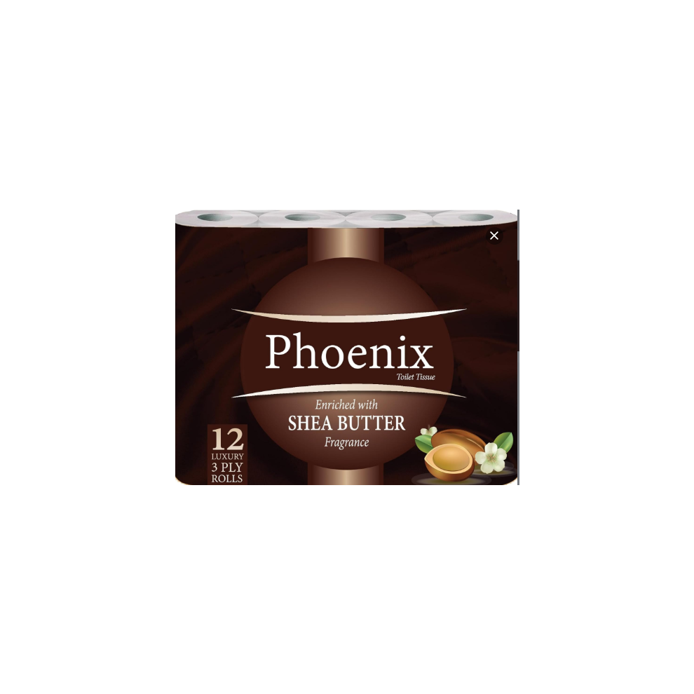 Phoenix 12 Rolls Shea Butter 3 Ply Quilted Toilet Paper