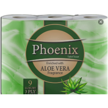 9 Rolls Phoenix Soft Aloe Vera Fragranced Luxury Toilet Tissue