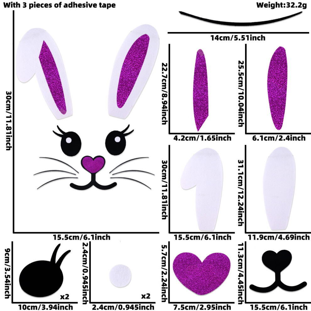 (Purple Rabbit) Cartoon Bunny Adorable Easter Egg Door Sticker For Festive Decoration Home-image-OPC-PFZPSFK-NEW