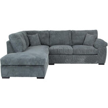 (Left Hand Corner , Grey) Jumbo Cord Amalfi Sofa in Soft Cord Fabric