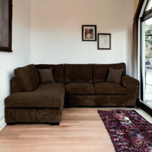 (Left Hand Corner , Brown) Jumbo Cord Amalfi Sofa in Soft Cord Fabric