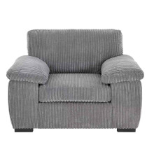 (Arm Chair, Grey) Jumbo Cord Amalfi Sofa in Soft Cord Fabric