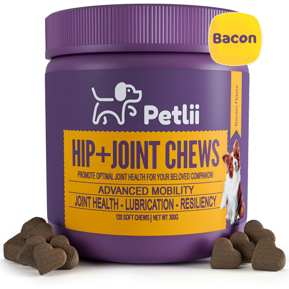 Petlii HIP and JOINT CHEWS - Dog Joint Supplements for the maintenance of Cartilage, Hips & Joints. chew for Senior and Adult dogs - 120