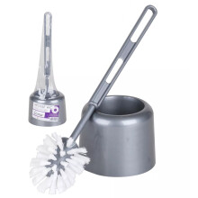 (Grey) Toilet Brush And Holder Bathroom WC Toilet Brush Holder Set Free Standing
