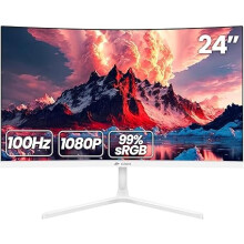 CRUA 24 Inch Curved Gaming Monitor, Full HD 1080p, 75Hz/100Hz, 2800R Curvature, 95% sRGB, Ultra-Wide Screen