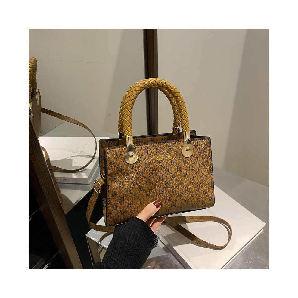 (Brown) Street Style Modern Medium Size Tote Bag With Zipper Closure And Phone Pocket Outings For Daily