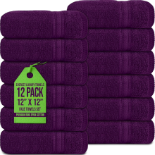 (Purple) 12x Face Cloth Towels 100% Pure Cotton Luxury Flannels Washcloth Gym Spa Towels