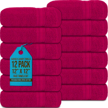 (Pink) 12x Face Cloth Towels 100% Pure Cotton Luxury Flannels Washcloth Gym Spa Towels